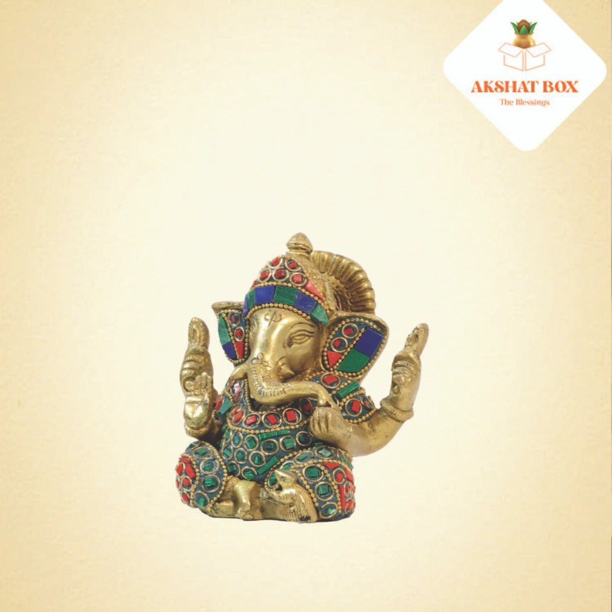 Ganesha Idol With Stone work Table Top - Image 4