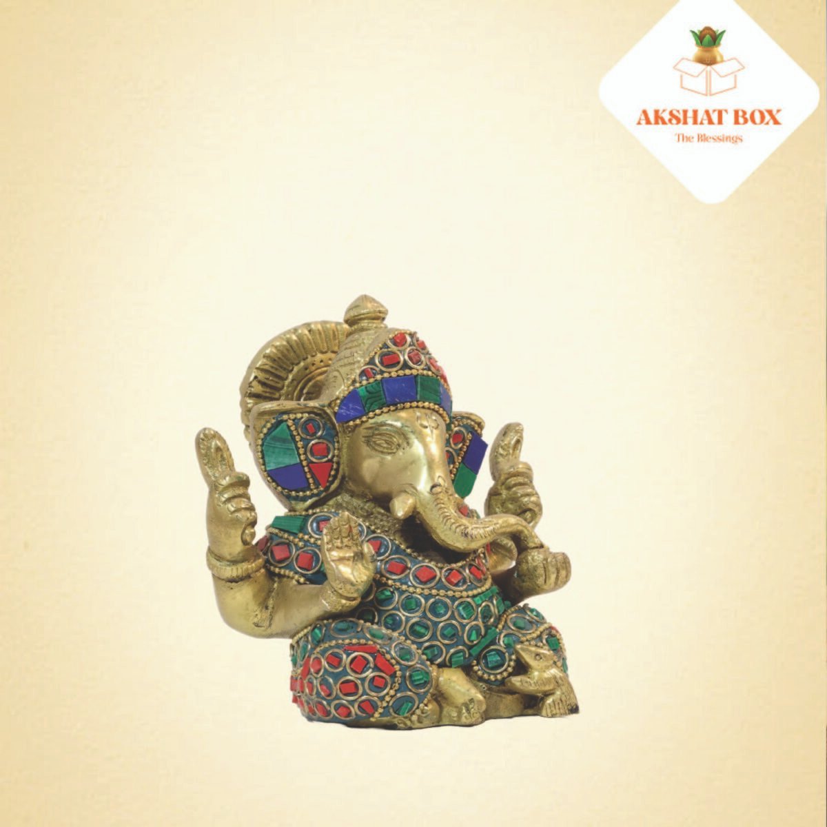 Ganesha Idol With Stone work Table Top - Image 3