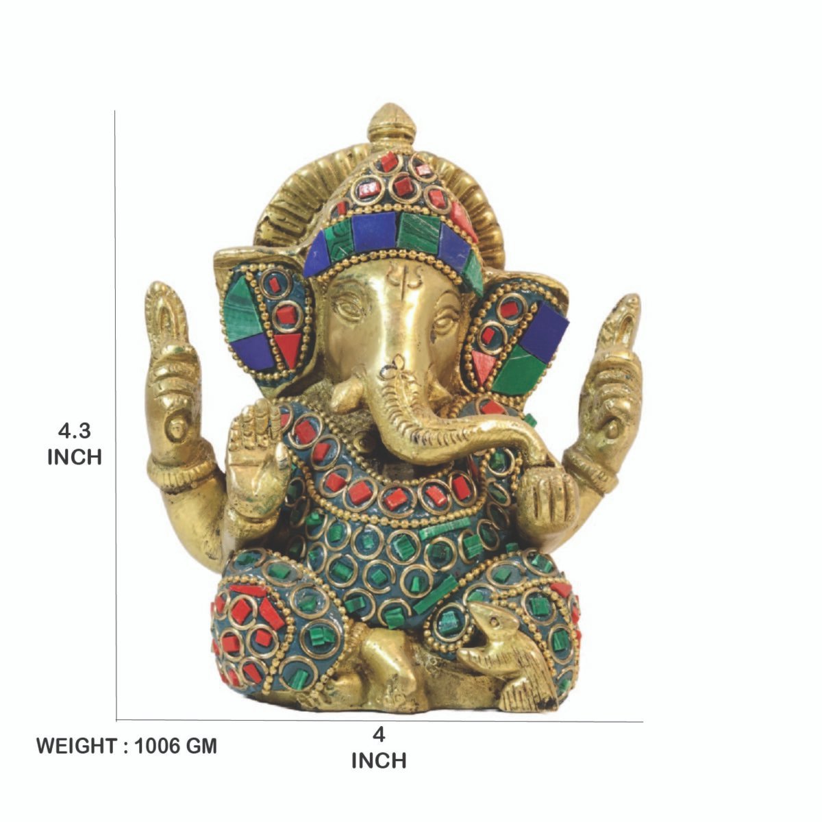 Ganesha Idol With Stone work Table Top - Image 2