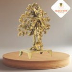 Brass Krishna with Kalpavriksha Tree Statue (9")