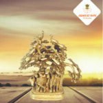 Krishna Idol Statue Standing Under Tree with peacock and cow - Image 5