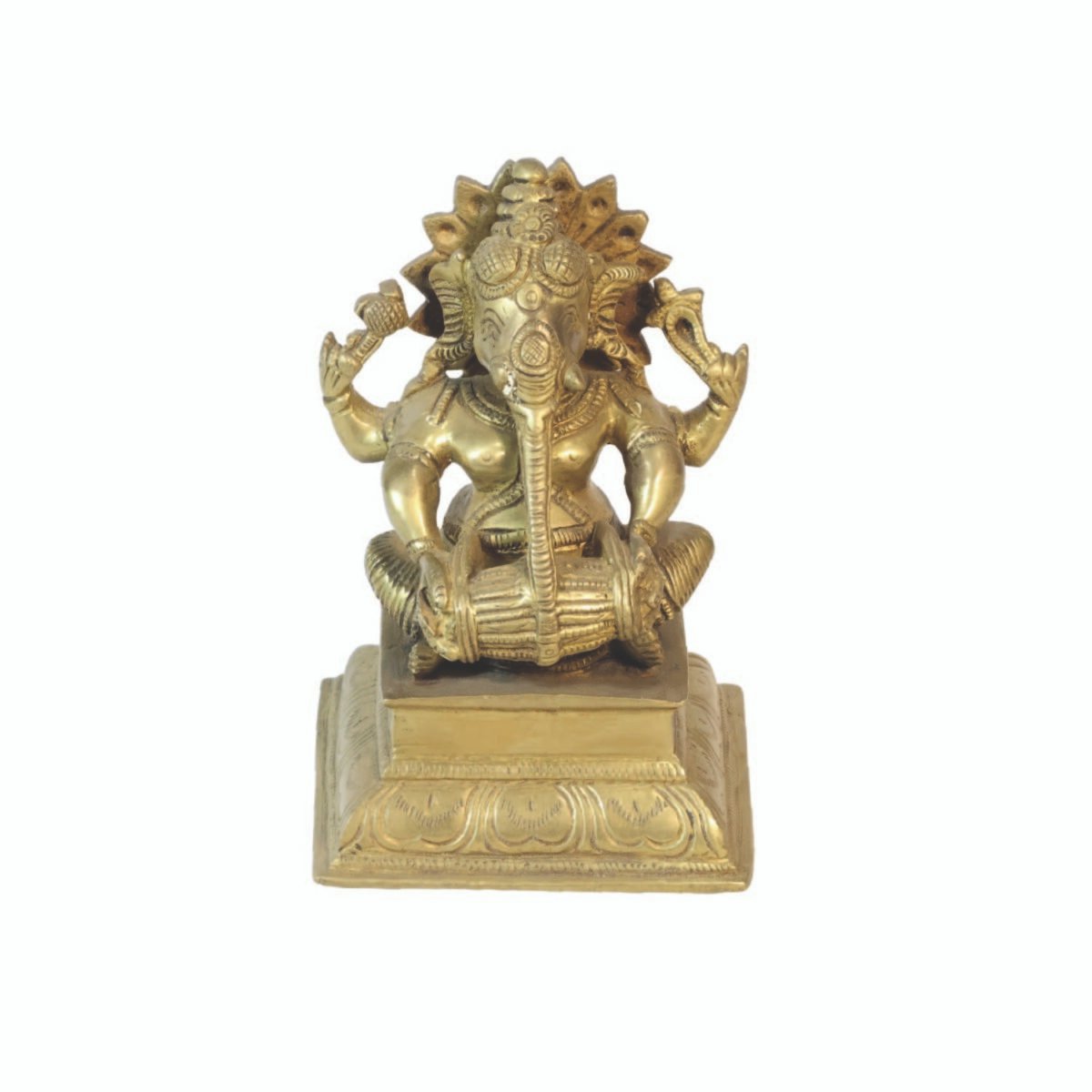 Brass Antique  Ganesh Idol with dholak - Image 2
