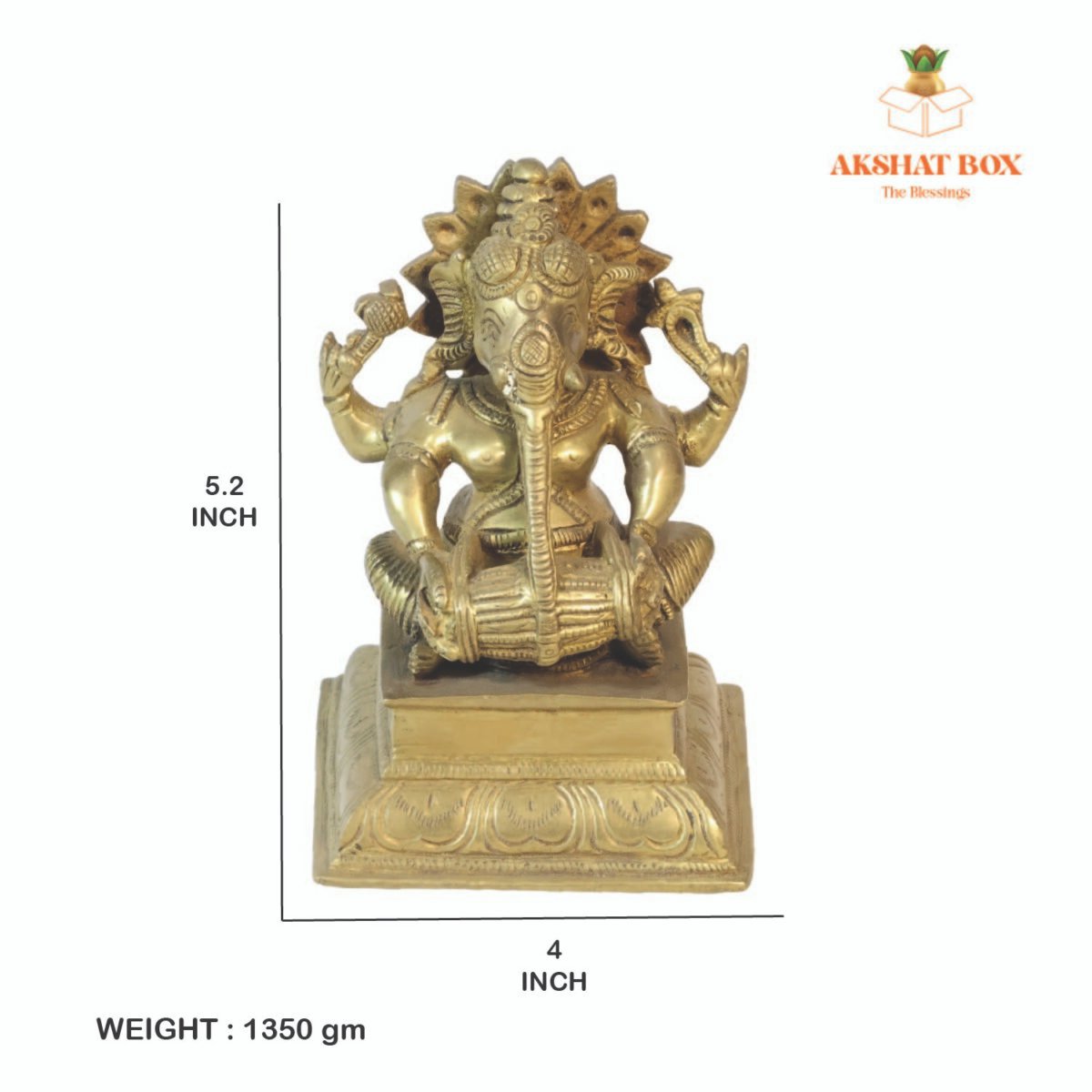 Brass Antique  Ganesh Idol with dholak - Image 3