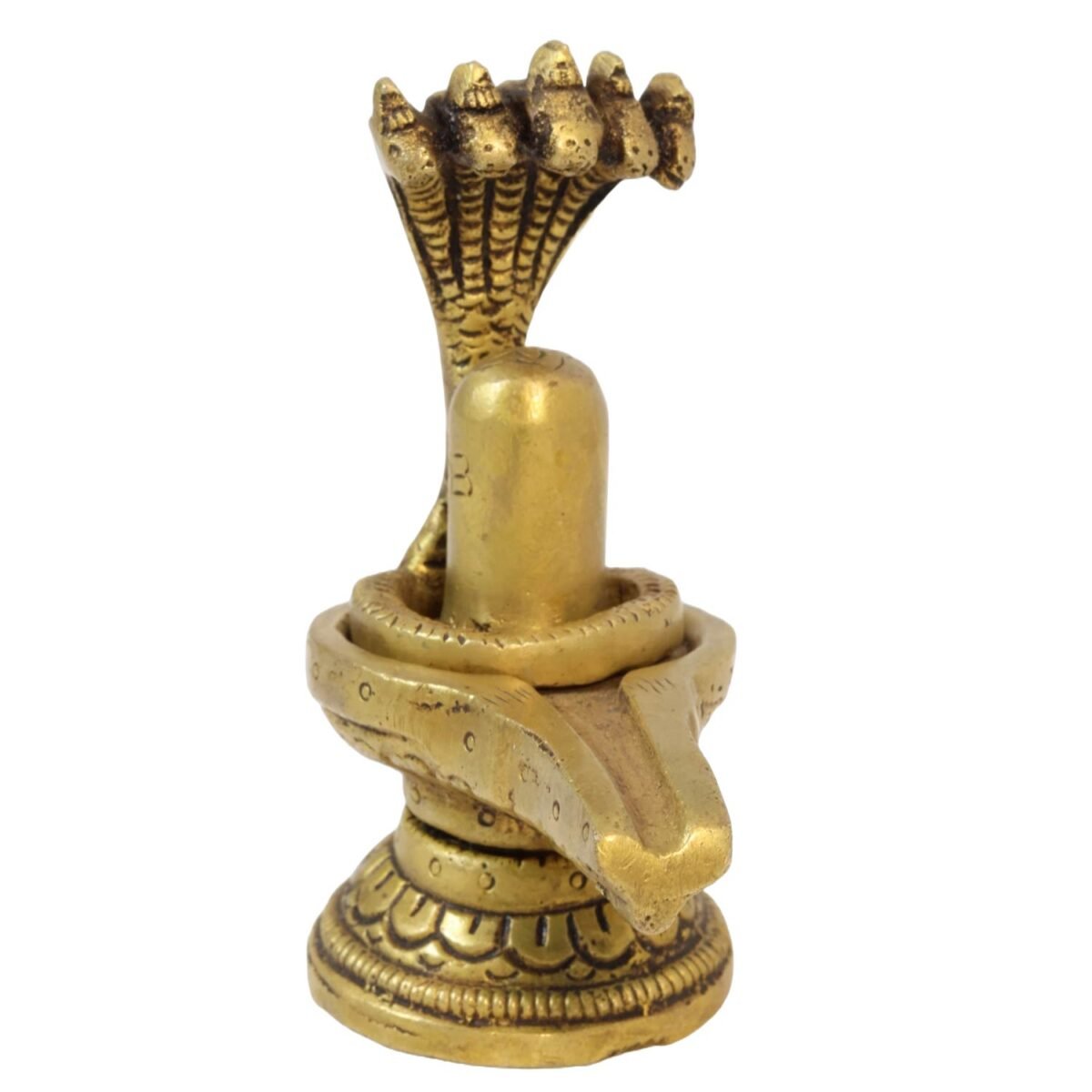 Pure Brass Shiva Linga with  Five headed Snake - Image 2