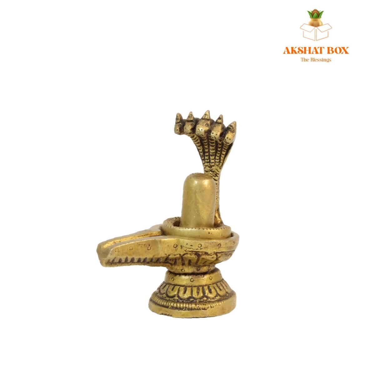 Pure Brass Shiva Linga with  Five headed Snake - Image 3