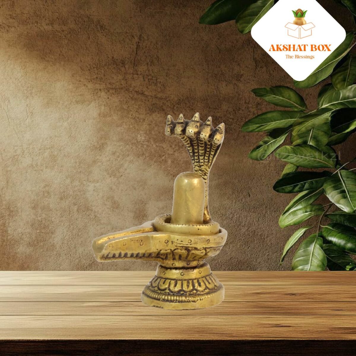 Pure Brass Shiva Linga with  Five headed Snake - Image 4
