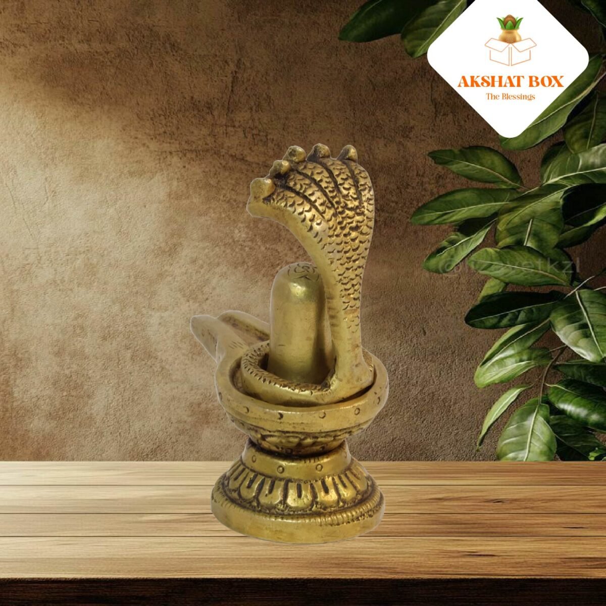Pure Brass Shiva Linga with  Five headed Snake - Image 6