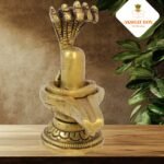 Pure Brass Shiva Linga with  Five headed Snake