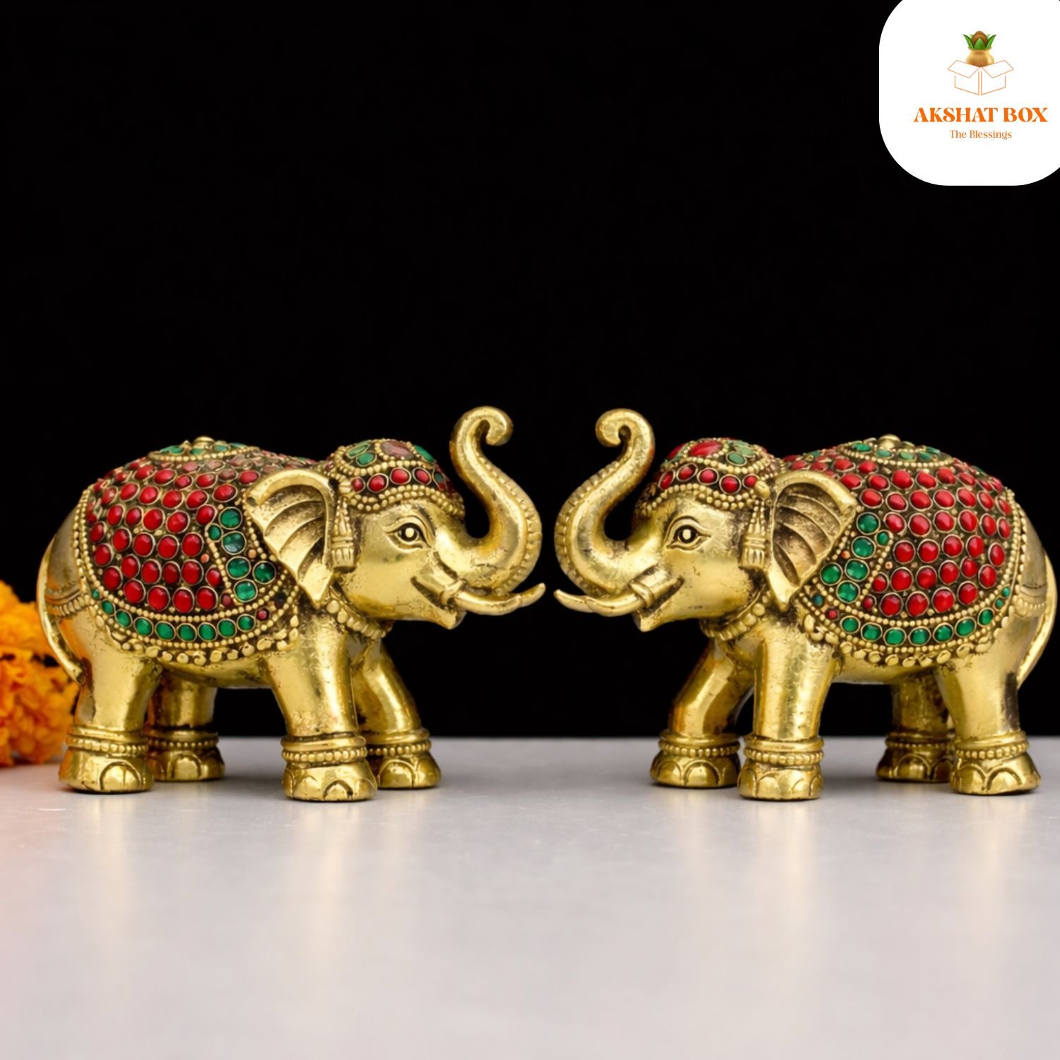 AMAZON 2026 Brass Elephant Status Stone work - Image 1