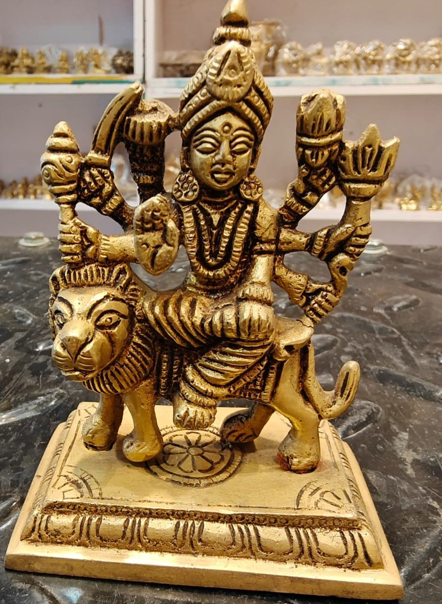 durga mata 4 Brass Durga Mata Idol | Goddess Durga Murti – Akshat Box - Image 1