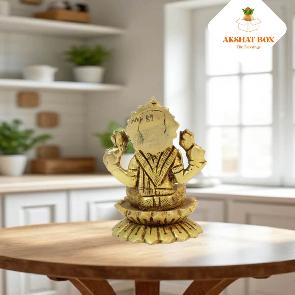 Brass Laxmi IDol On Lotus Small 3" - Image 10