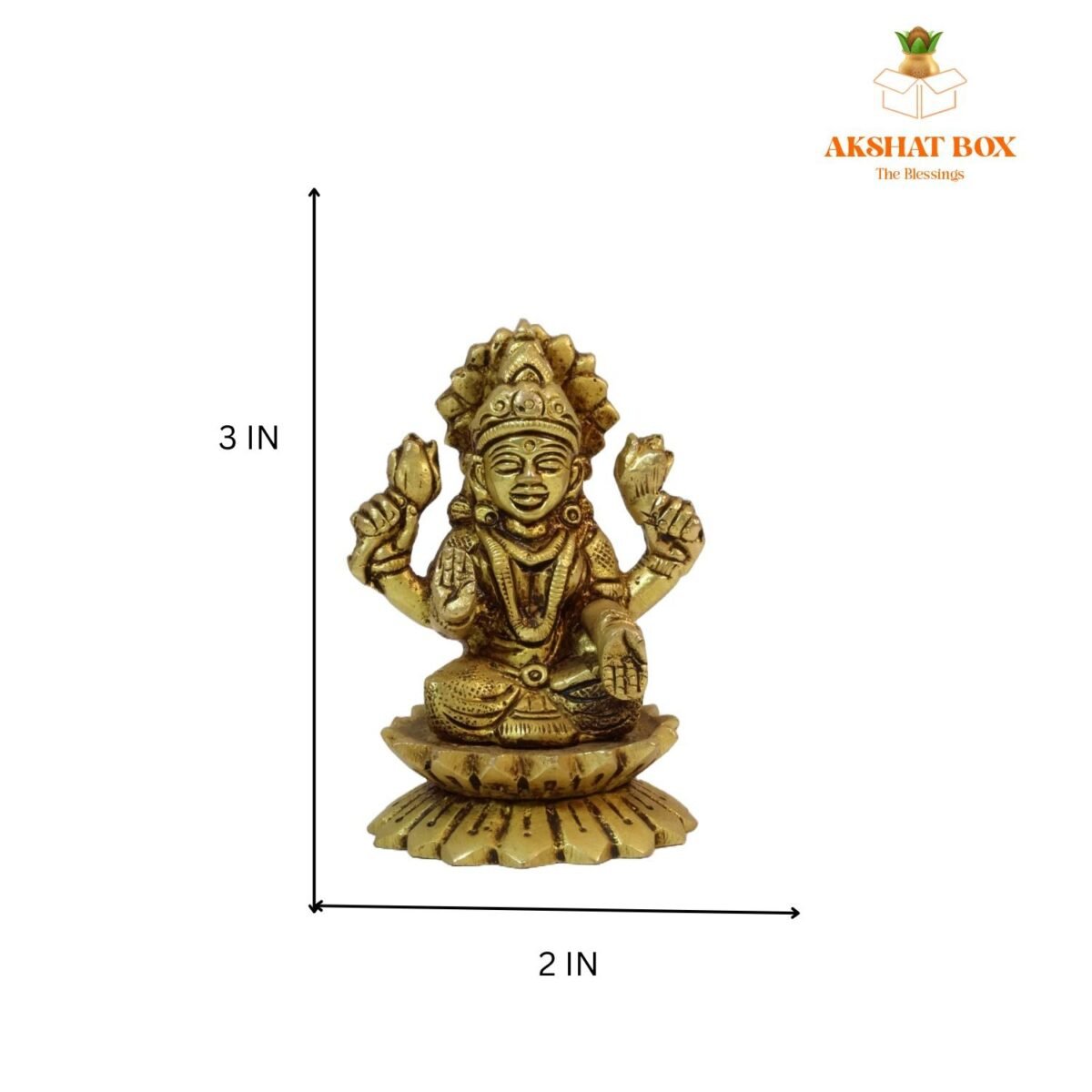 Brass Laxmi IDol On Lotus Small 3" - Image 13
