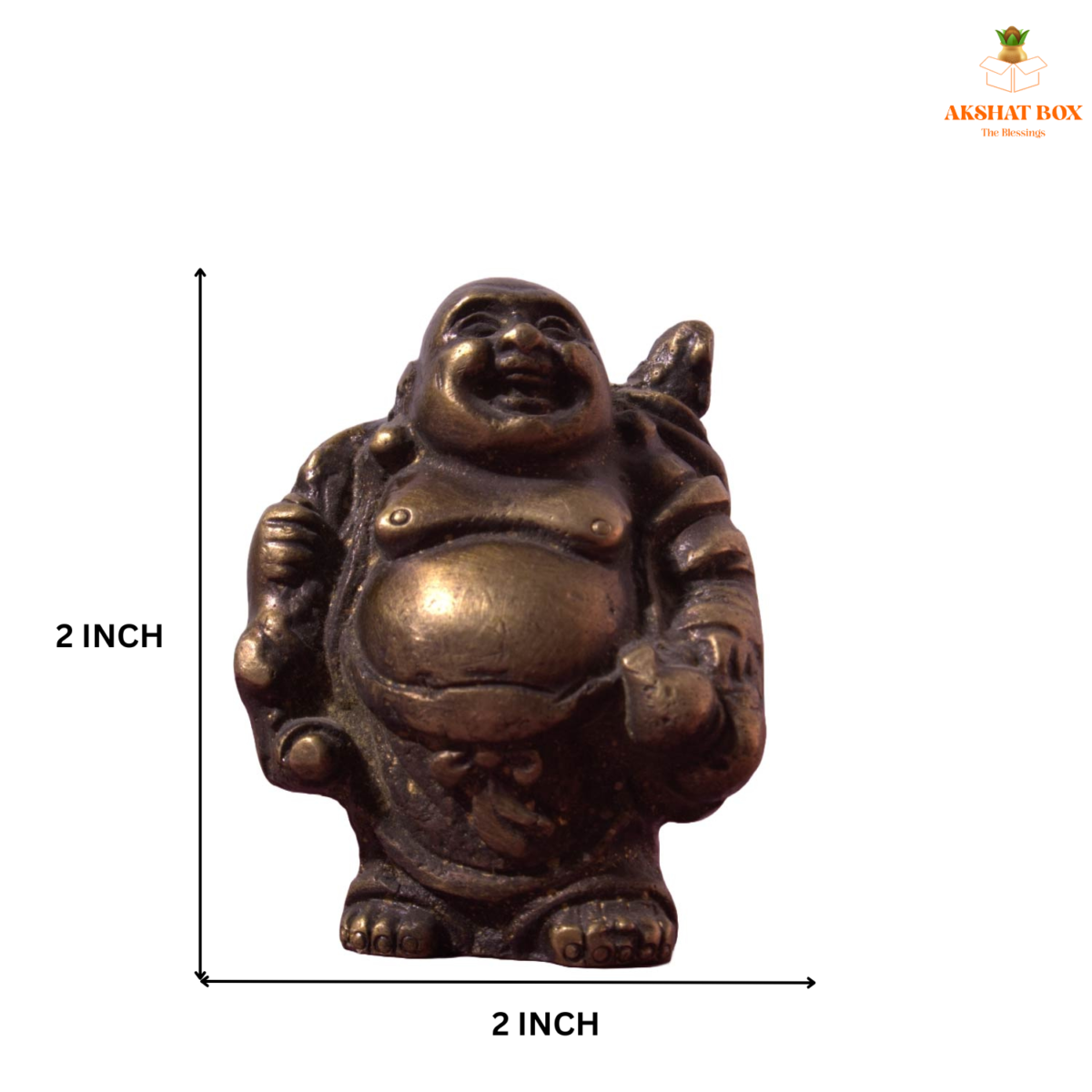 Brass Laughing Buddha Small Brown Antique Idol- 2″ - Image 5
