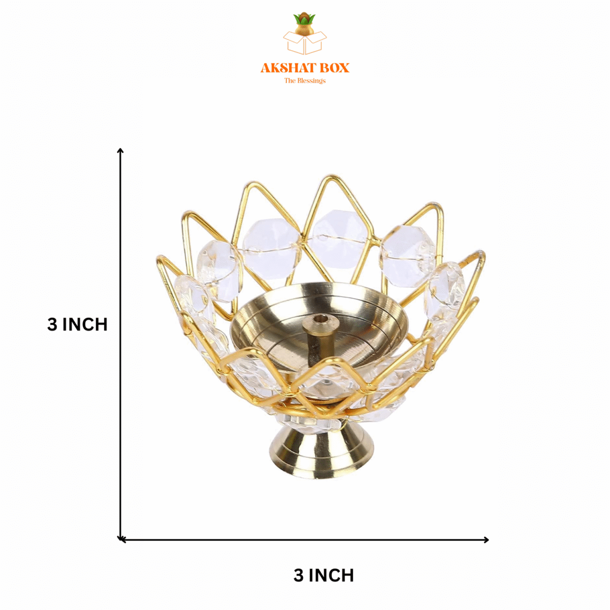 BRASS AND CRYSTAL AKHAND DIYA - Image 6