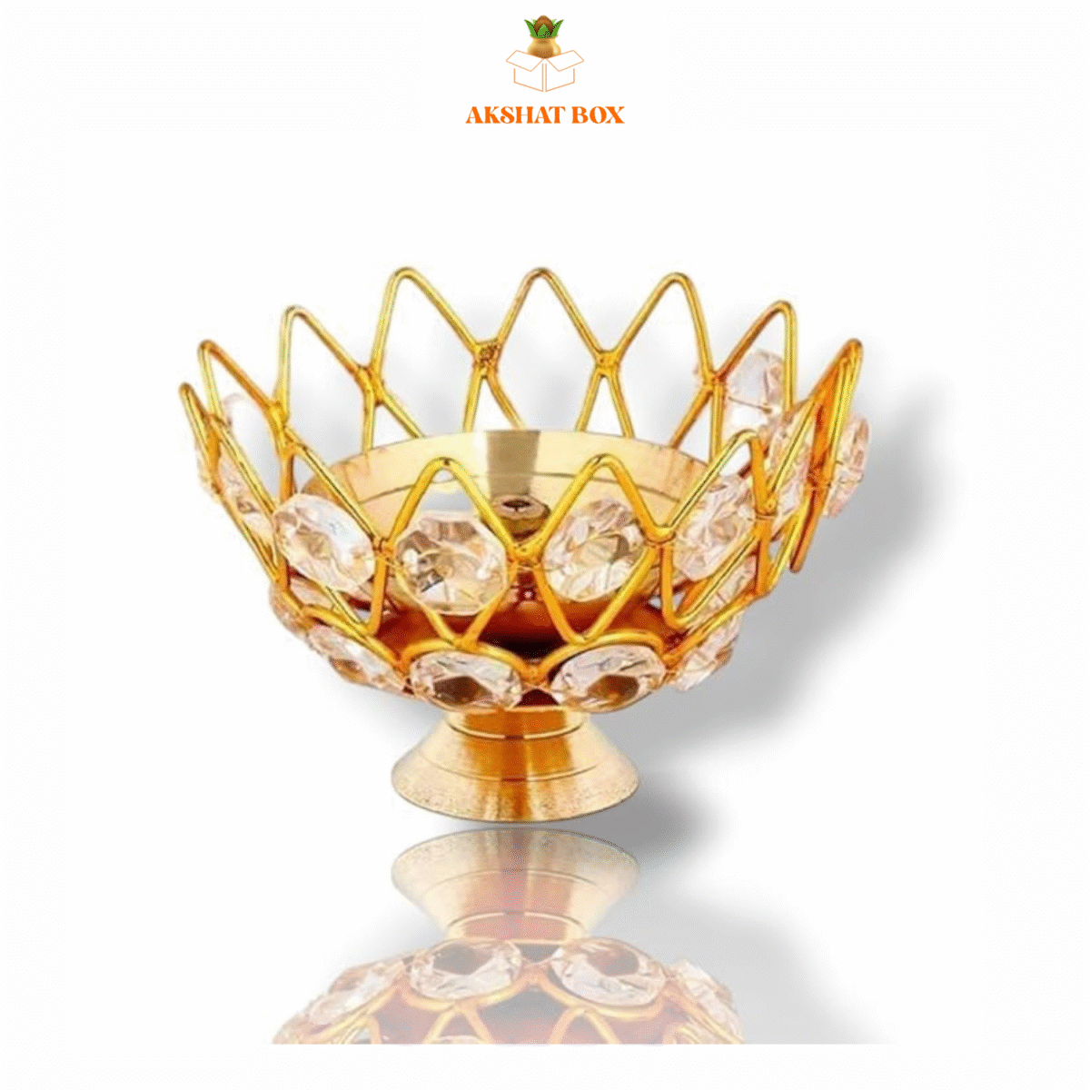 BRASS AND CRYSTAL AKHAND DIYA - Image 5