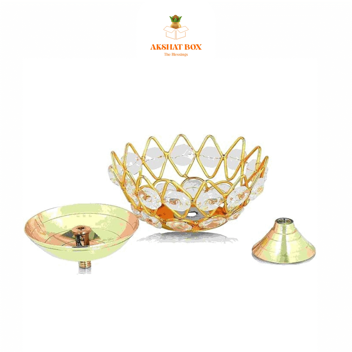 BRASS AND CRYSTAL AKHAND DIYA - Image 4