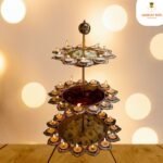 3Layer Diwali Urli Traditional Peacock Diya Floral With Stand