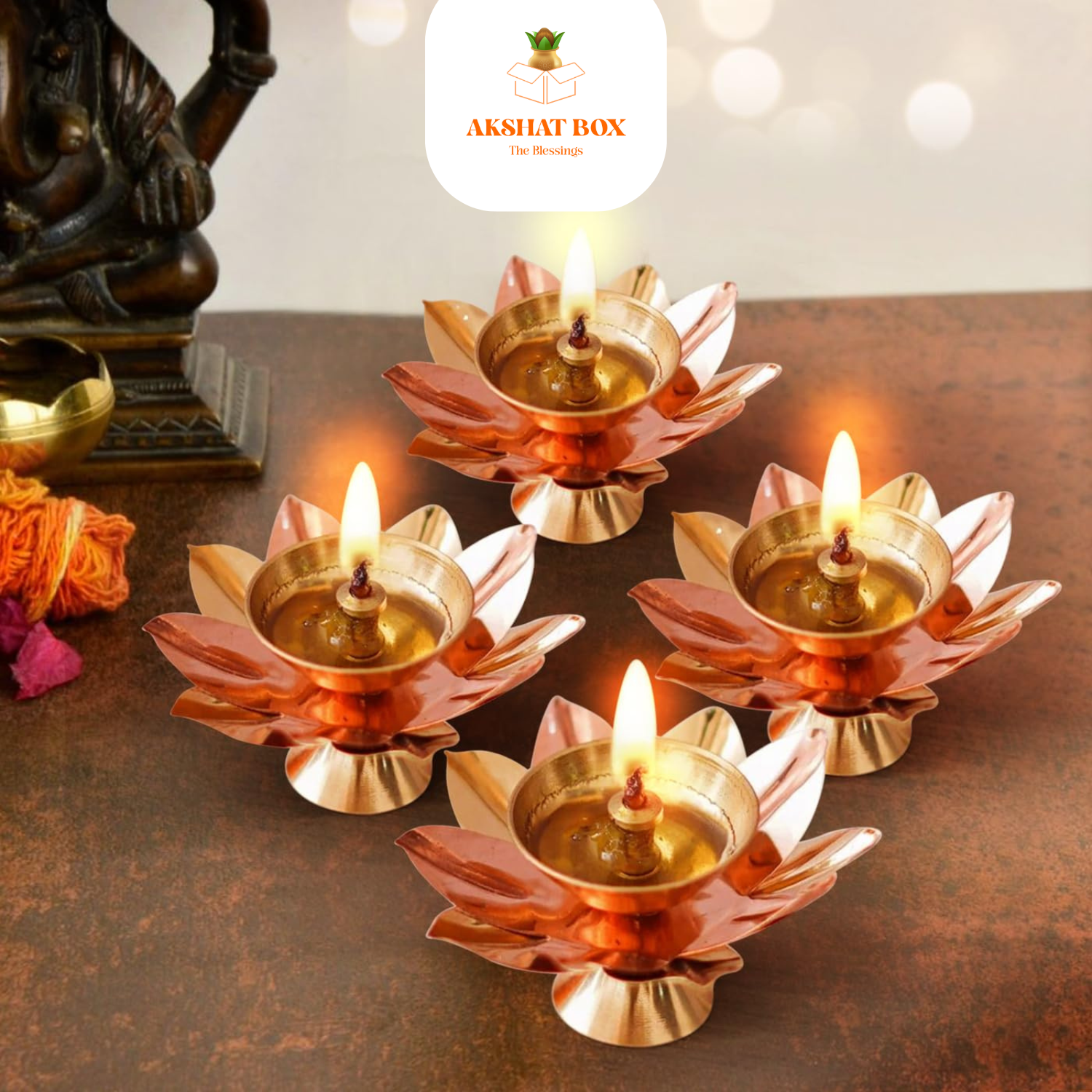 AB3333D.PT06 LOTUS BRASS DIYA - 3 - Image 1