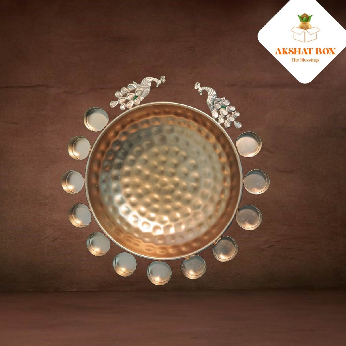 Handcrafted Golden Peacock Urli Bowl Diya – A Symbol of Elegance & Tradition ✨ - Image 3