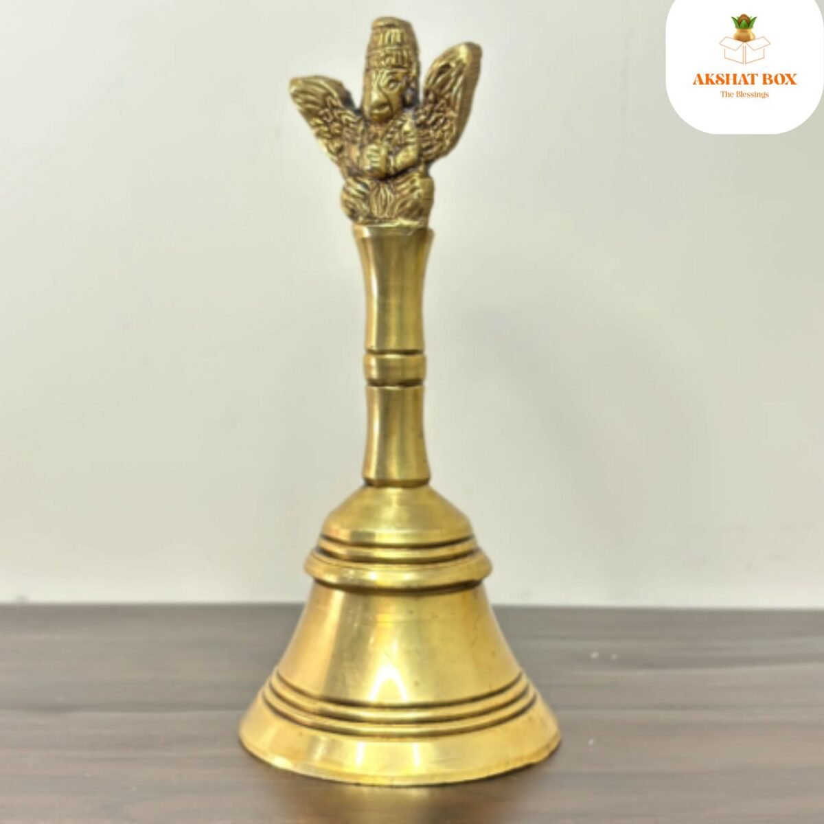 Brass Pooja Bell with Garun Sitting On Top  / Pure Brass Garuda Ganti - Image 5