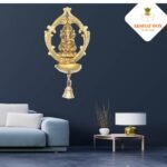 Brass Ganesh Wall Hanging Deepak with Bell - Image 7