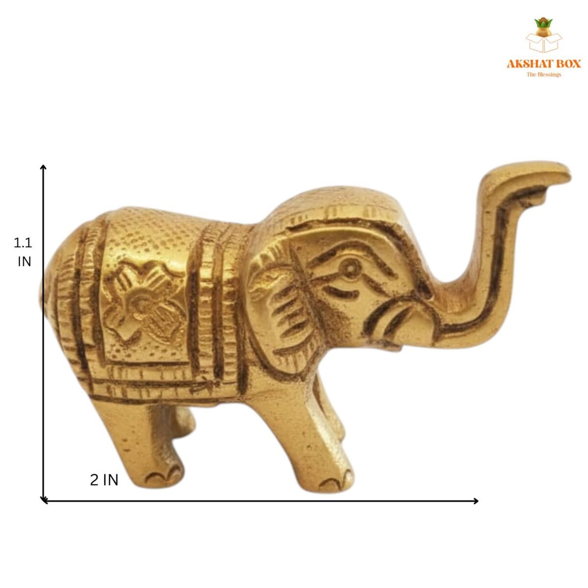 Antique Golden Brass Elephant Idol (1inch) - Image 3