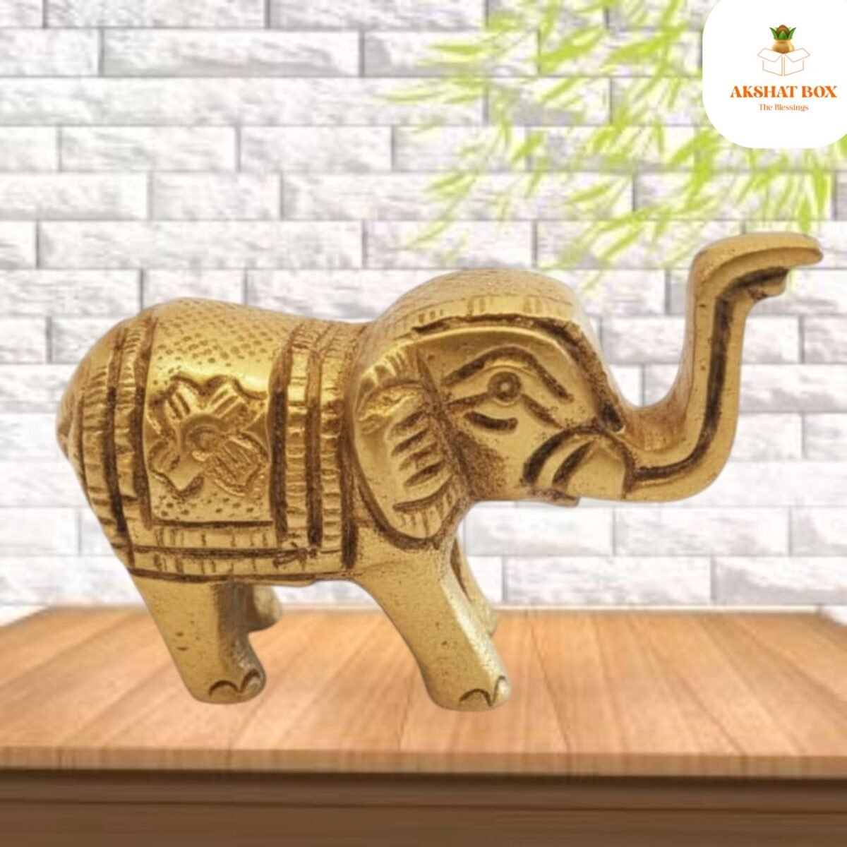 Antique Golden Brass Elephant Idol (2inch) - Image 5
