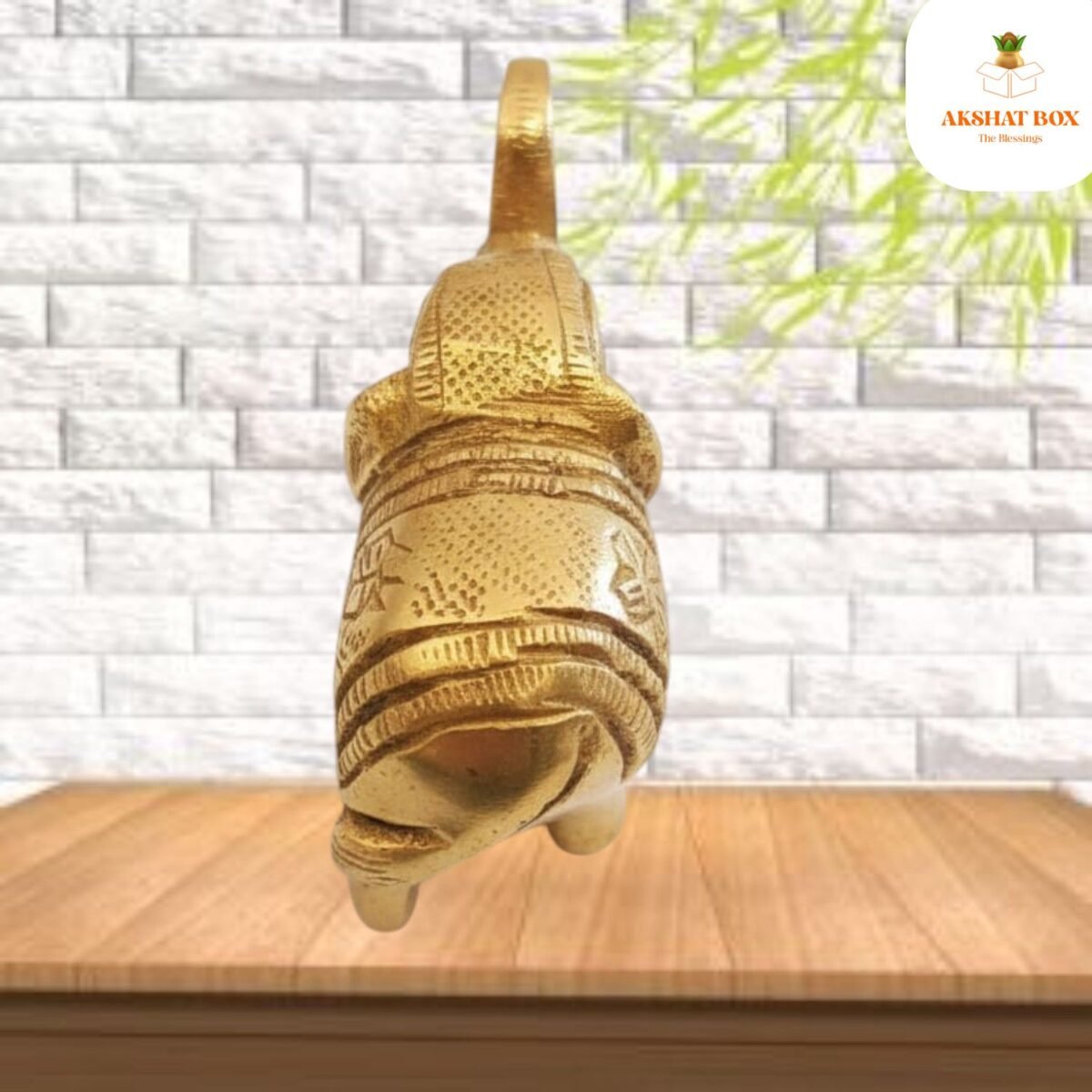 Antique Golden Brass Elephant Idol (2inch) - Image 3