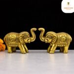 Antique Golden Brass Elephant Idol (2inch)