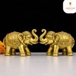 "Brass 4 Inches Handcrafted Brass Elephant//// Antique Creation Set of 2 Pc Brass Trunk Up Elephant Sculpture 4 Inch Elephant Statue"