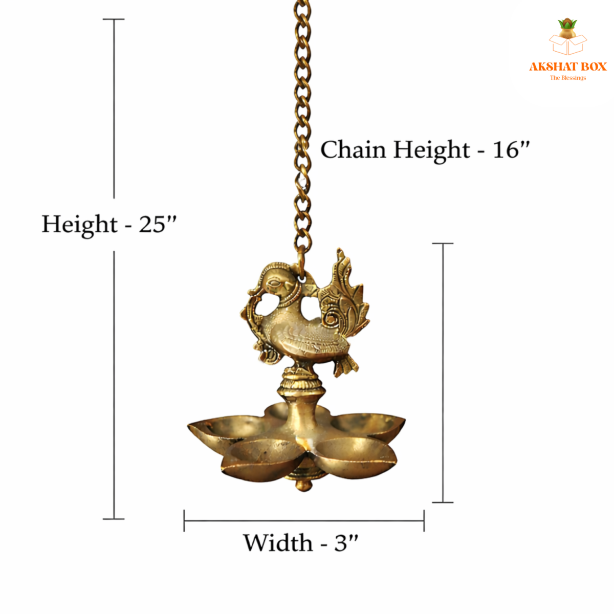 Brass Hanging Peacock Design panch mukhi diya - Image 2
