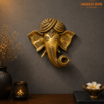 Antique Brass Ganesh Face Wall Hanging | Akshat Box