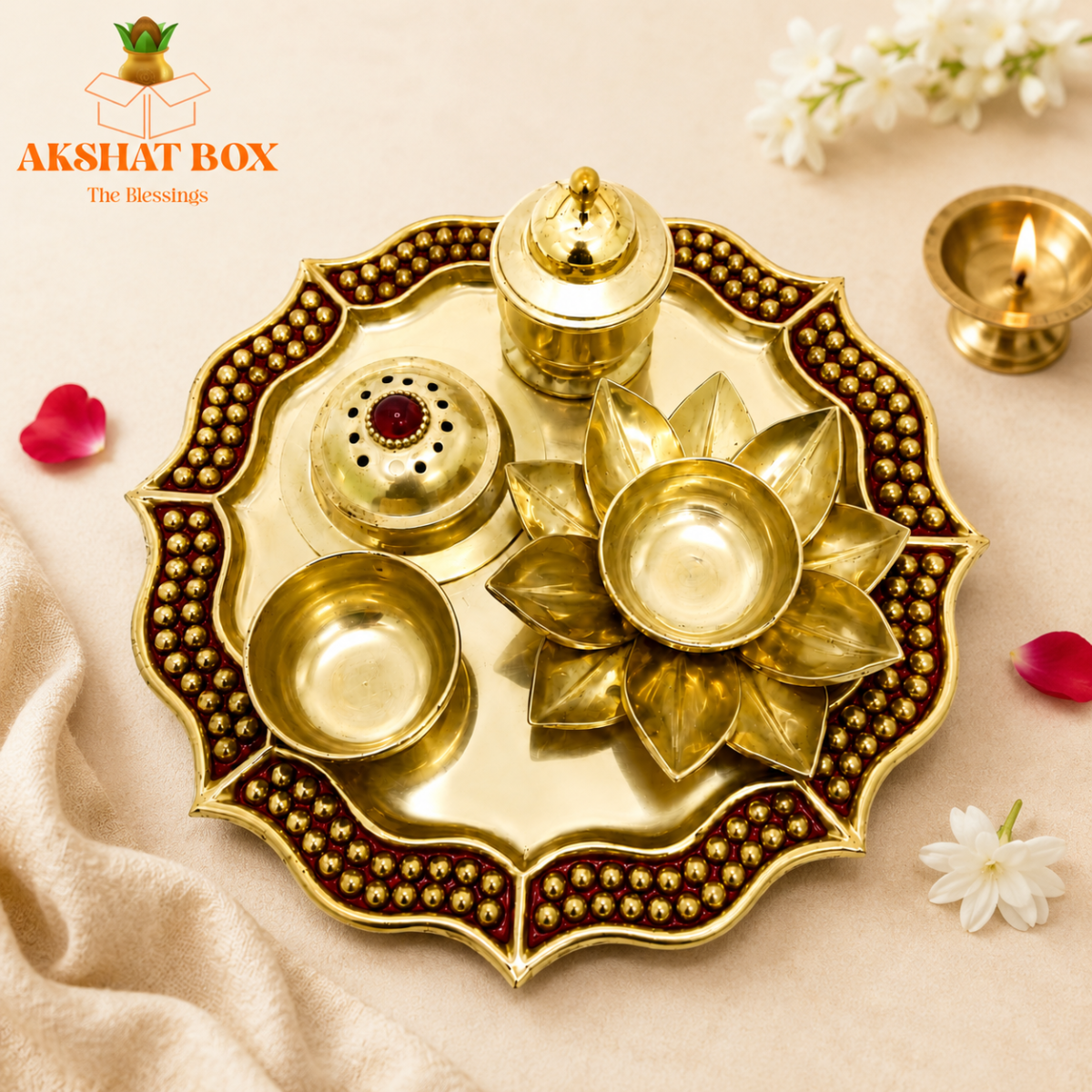 Brass aarti Thali - Image 2