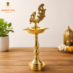 Brass Peacock Mahabharat Diya Oil Lamp (Golden)