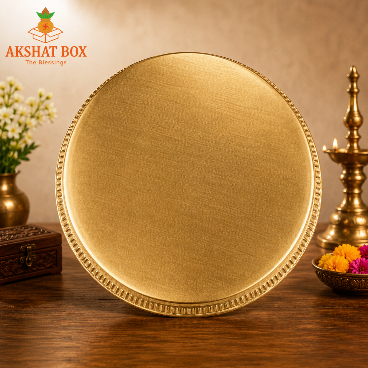 Traditional Minakari Brass Peacock Pooja Thali (12') - Image 5