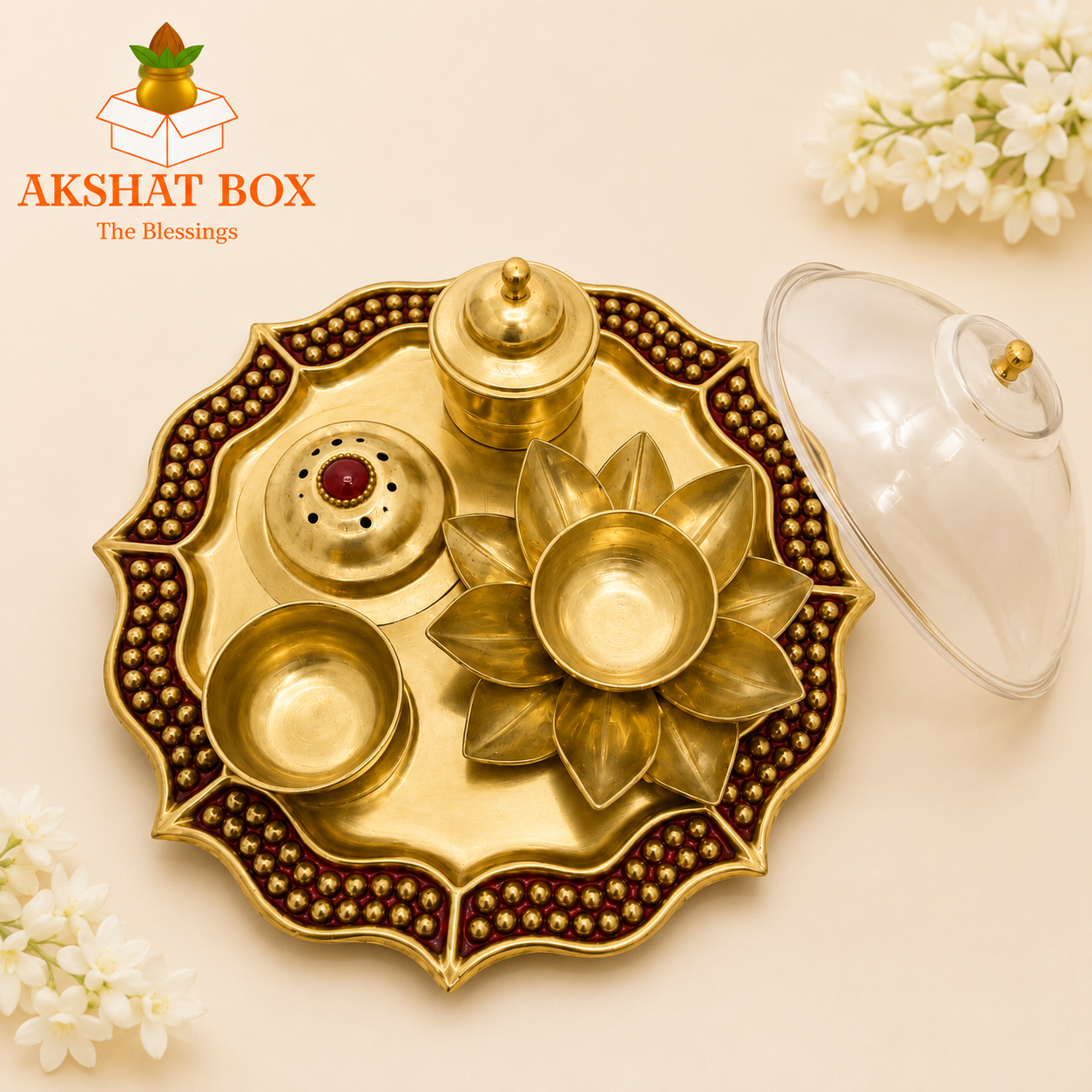 1 (5) Brass aarti Thali - Image 1