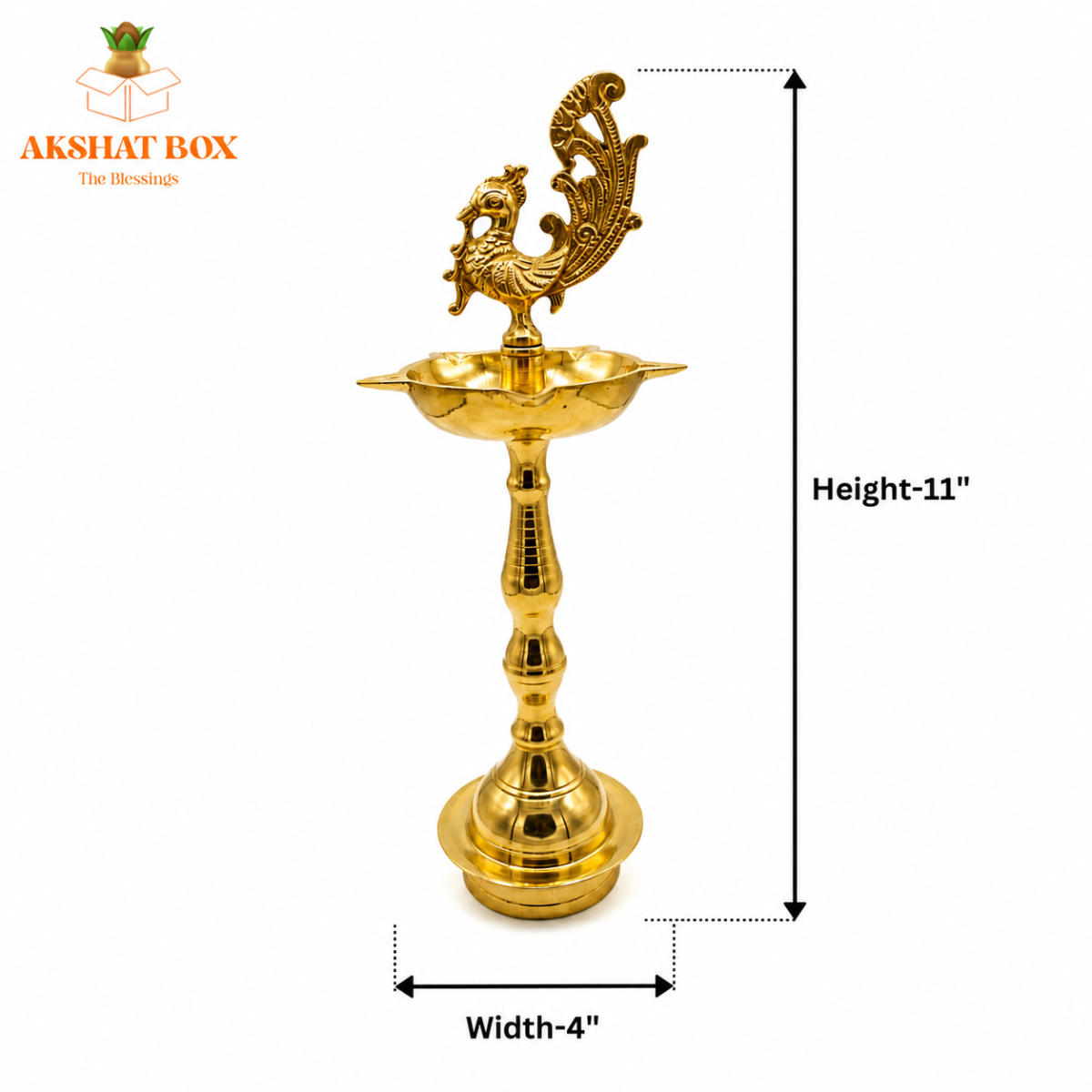 Brass Peacock Mahabharat Diya Oil Lamp (Golden) - Image 6