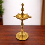Brass Diwali Puja Oil Diya Kashi Samayi (Gold) (Kashi Samayi, Height 10 inch)