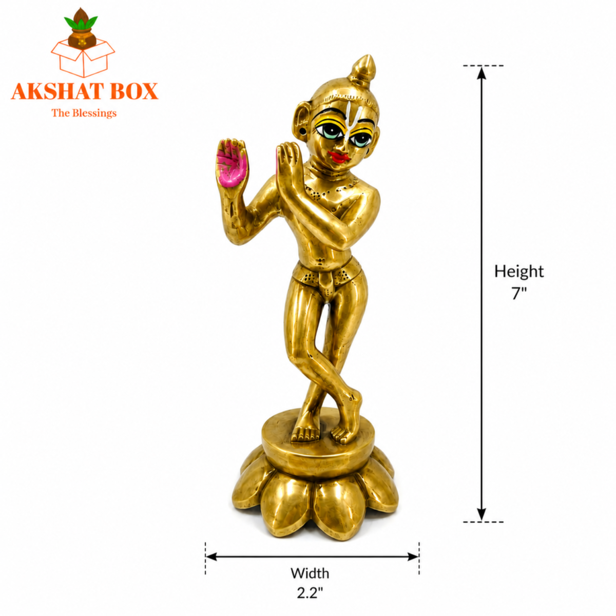 Lord Krishna Brass Idol 7 Inch - Image 4