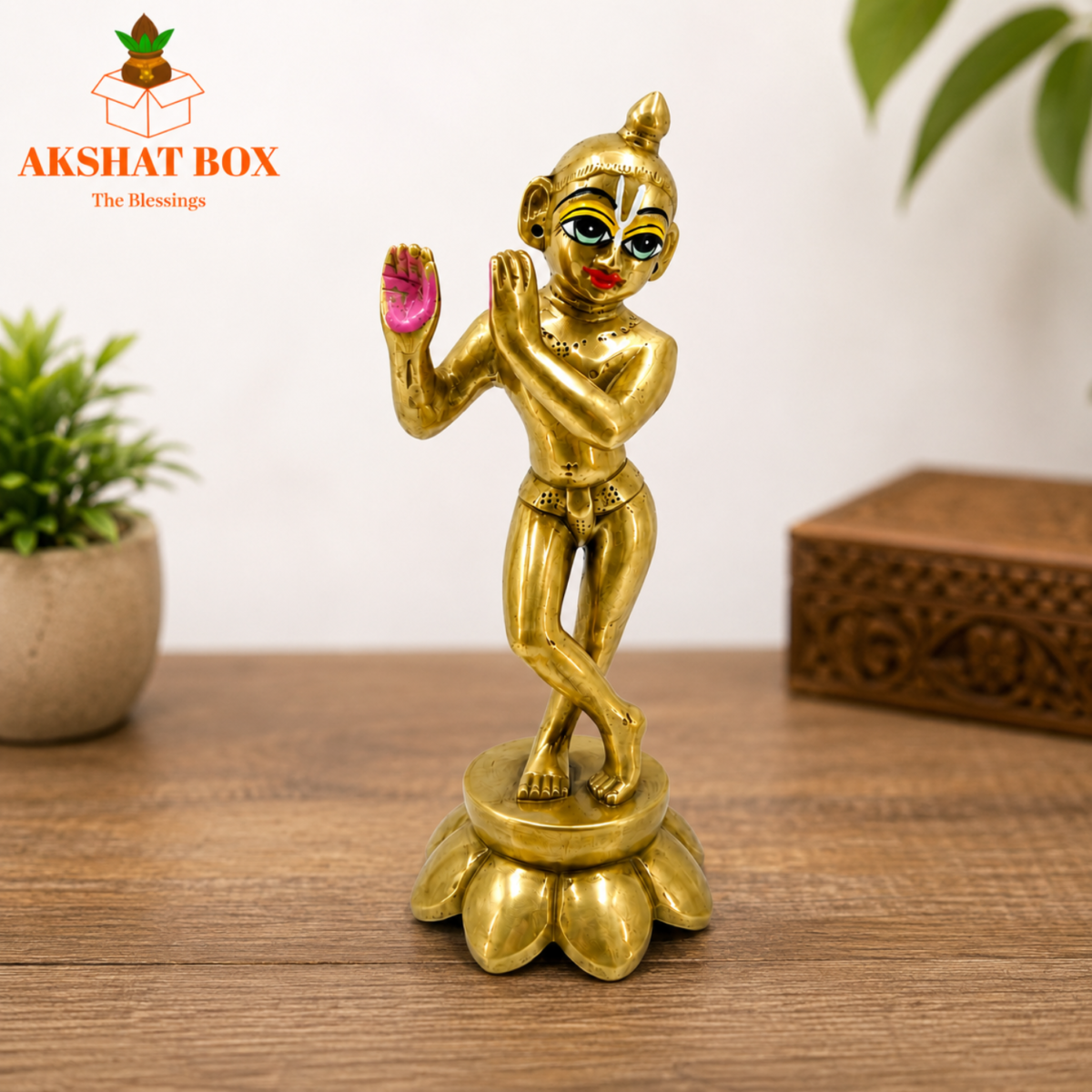 Lord Krishna Brass Idol 7 Inch - Image 5
