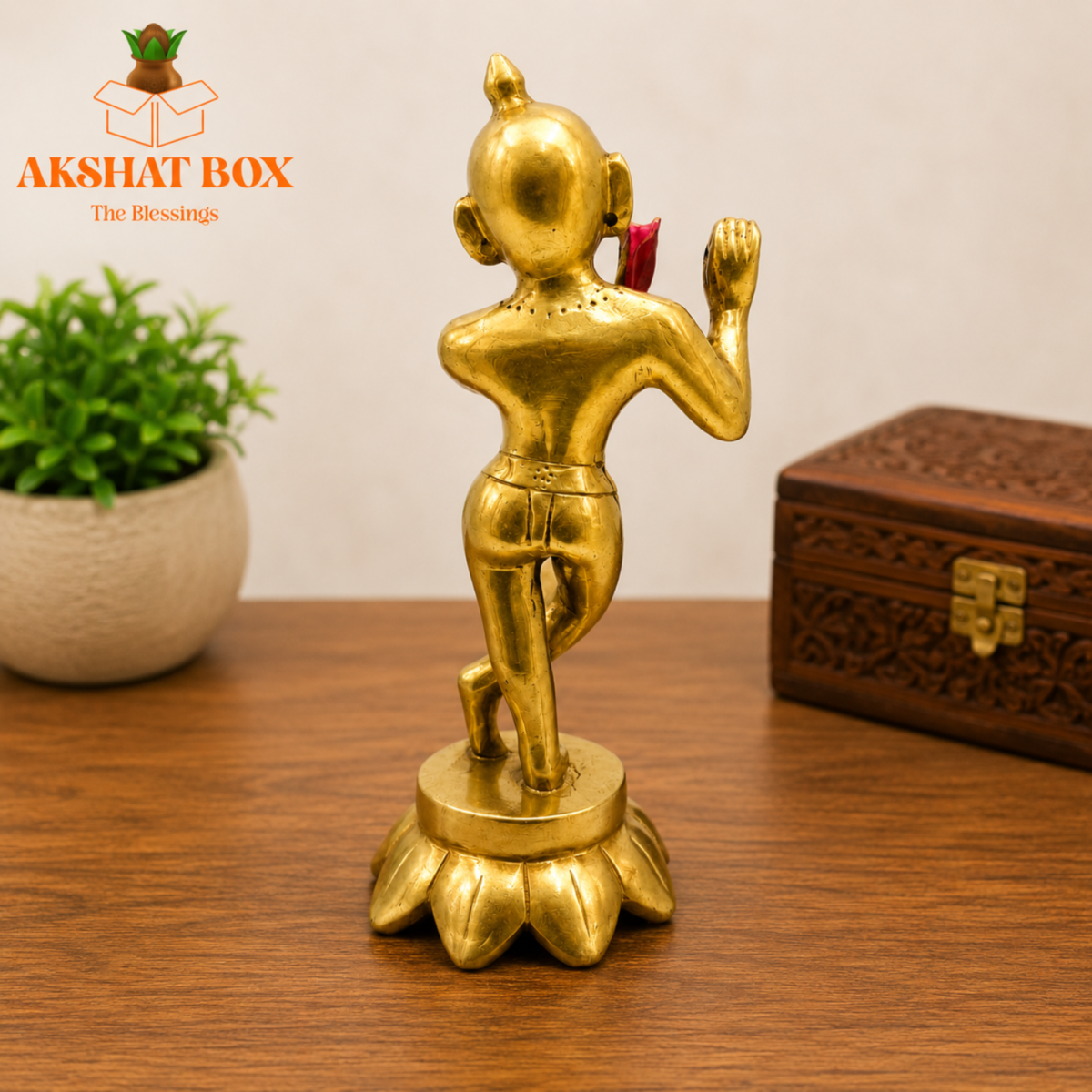 Lord Krishna Brass Idol 7 Inch - Image 6