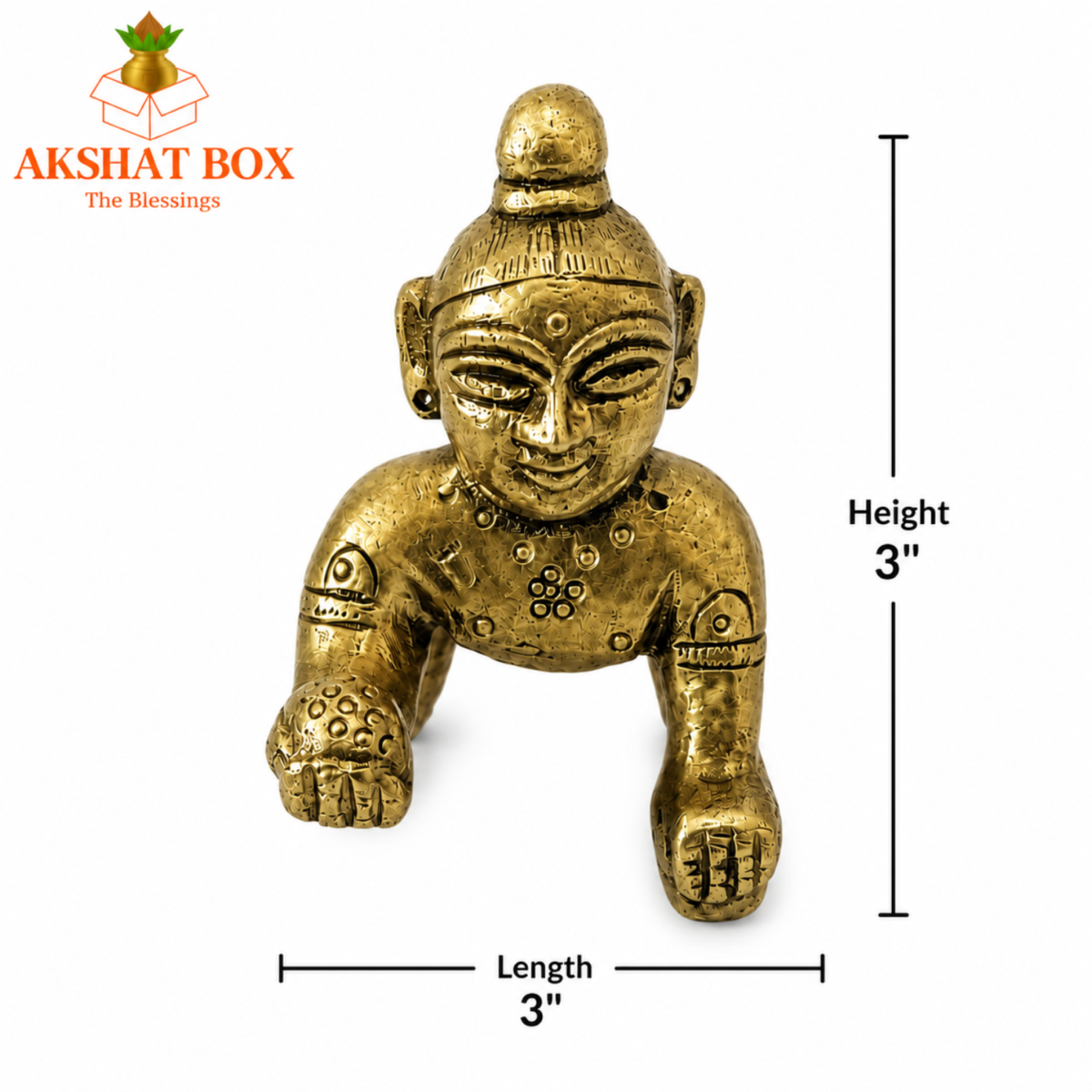 Laddu Gopal Brass Idol 3 Inch - Image 8