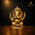 Brass Ganesh Idol | Handcrafted Ganesh Murti | Akshat Box